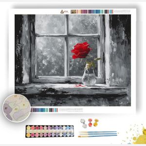 SCARLET ROSE SILL B&W - Paint by Numbers Full Kit