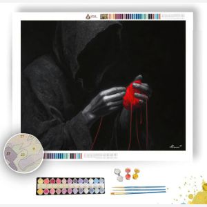 SHADOW FIGURE WITH SCARLET THREAD B&W - Paint by Numbers Full Kit