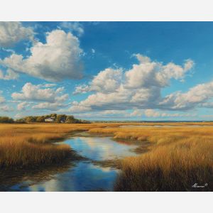 marshland,still water,oil painting