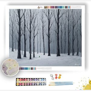 WINTER TREES WITH JADE BIRD - Paint by Numbers Full Kit