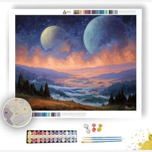 MOONFALL OVER LUMINOUS VALLEY - Paint by Numbers Full Kit