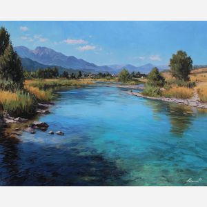 fantasy river flats,clear light,oil painting