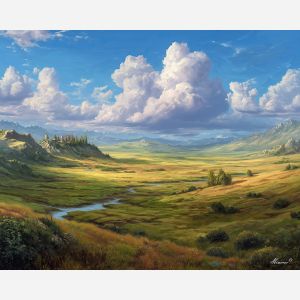 fantasy plains,clear light,oil painting