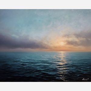 open horizon,fading light,oil painting