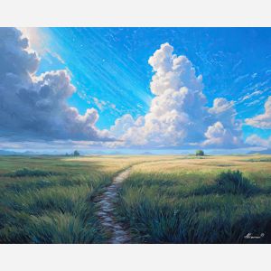 fantasy path,day glow,oil painting