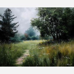 meadow,path,nature calm,oil painting