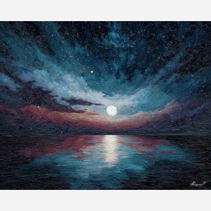 fantasy horizon,moonlight,night oil painting