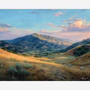 ridge landscape,morning light,oil painting