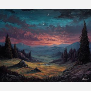 NIGHTFALL OPEN VALLEY - Paint by Numbers Full Kit