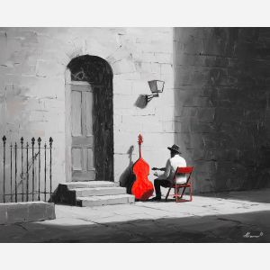 RED NOTE MUSICIAN B&W - Paint by Numbers Full Kit