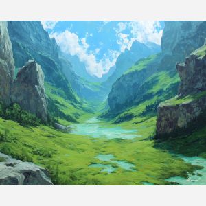 fantasy valley,bright light,oil painting