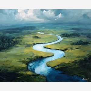 SUNLIT RIVER CURVE - Paint by Numbers Full Kit