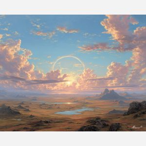 fantasy plain,soft horizon,oil painting