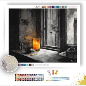 AMBER CANDLE QUIET B&W - Paint by Numbers Full Kit