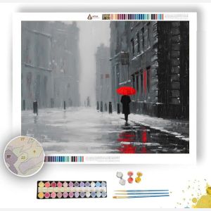 CRIMSON STREET WALK B&W - Paint by Numbers Full Kit