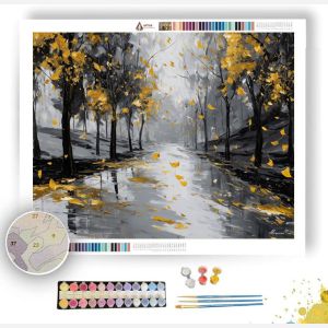 GOLDEN LEAF WIND B&W - Paint by Numbers Full Kit