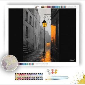 GOLDEN STREET LAMP B&W - Paint by Numbers Full Kit