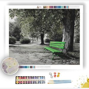 GREEN PARK BENCH B&W - Paint by Numbers Full Kit