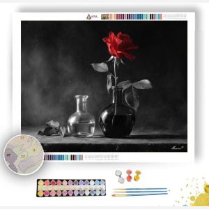 RED ROSE STILLNESS B&W - Paint by Numbers Full Kit