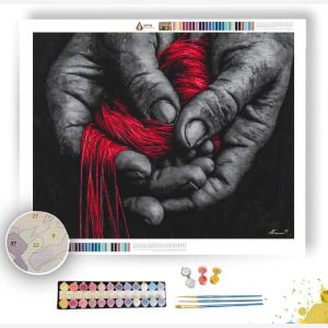RED THREAD HANDS B&W - Paint by Numbers Full Kit
