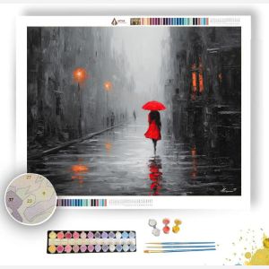 VERMILION RAIN FIGURE B&W - Paint by Numbers Full Kit