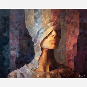 balanced, veiled, palette knife, oil painting, impasto, thick paint, layered pigment, scraped texture, hand painted, fine art, expressive surface, material depth, painterly, atmospheric, visual rhythm, textured painting, studio art