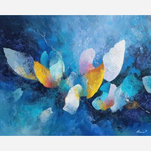 blooming, calm, palette knife, oil painting, impasto, thick paint, layered pigment, scraped texture, hand painted, fine art, expressive surface, material depth, painterly, atmospheric, visual rhythm, textured painting, studio art