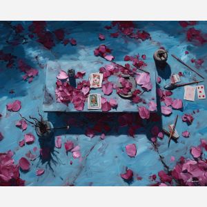 blooming, fading, palette knife, oil painting, impasto, thick paint, layered pigment, scraped texture, hand painted, fine art, expressive surface, material depth, painterly, atmospheric, visual rhythm, textured painting, studio art