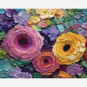 blooming, held, palette knife, oil painting, impasto, thick paint, layered pigment, scraped texture, hand painted, fine art, expressive surface, material depth, painterly, atmospheric, visual rhythm, textured painting, studio art