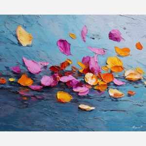 fading, resting, palette knife, oil painting, impasto, thick paint, layered pigment, scraped texture, hand painted, fine art, expressive surface, material depth, painterly, atmospheric, visual rhythm, textured painting, studio art