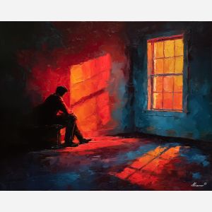 glowing, palette knife, oil painting, impasto, thick paint, layered pigment, scraped texture, hand painted, fine art, expressive surface, material depth, painterly, atmospheric, visual rhythm, textured painting, studio art