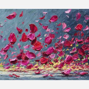 low, held, palette knife, oil painting, impasto, thick paint, layered pigment, scraped texture, hand painted, fine art, expressive surface, material depth, painterly, atmospheric, visual rhythm, textured painting, studio art