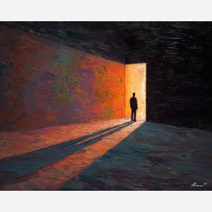 narrow, echoing, palette knife, oil painting, impasto, thick paint, layered pigment, scraped texture, hand painted, fine art, expressive surface, material depth, painterly, atmospheric, visual rhythm, textured painting, studio art