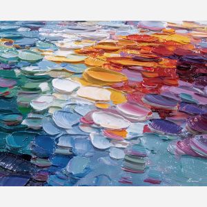 open, bright, palette knife, oil painting, impasto, thick paint, layered pigment, scraped texture, hand painted, fine art, expressive surface, material depth, painterly, atmospheric, visual rhythm, textured painting, studio art