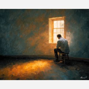 resting, still, palette knife, oil painting, impasto, thick paint, layered pigment, scraped texture, hand painted, fine art, expressive surface, material depth, painterly, atmospheric, visual rhythm, textured painting, studio art