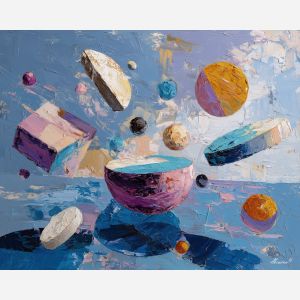 resting, suspended, palette knife, oil painting, impasto, thick paint, layered pigment, scraped texture, hand painted, fine art, expressive surface, material depth, painterly, atmospheric, visual rhythm, textured painting, studio art