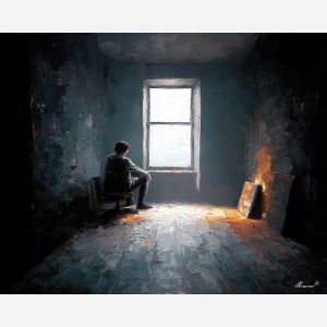 suspended, subtle, palette knife, oil painting, impasto, thick paint, layered pigment, scraped texture, hand painted, fine art, expressive surface, material depth, painterly, atmospheric, visual rhythm, textured painting, studio art