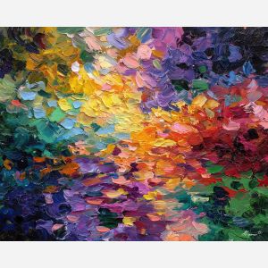 unfolding, bright, palette knife, oil painting, impasto, thick paint, layered pigment, scraped texture, hand painted, fine art, expressive surface, material depth, painterly, atmospheric, visual rhythm, textured painting, studio art