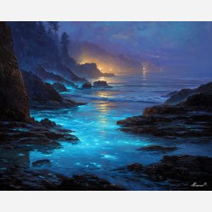 water element,coastal landscape,elemental sea,oil painting