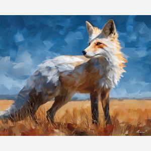 fantasy fox,crystal fur,daylight plains,oil painting