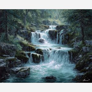 waterfall element,crystal water,oil painting