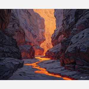 fire element,canyon landscape,glowing stone,oil painting