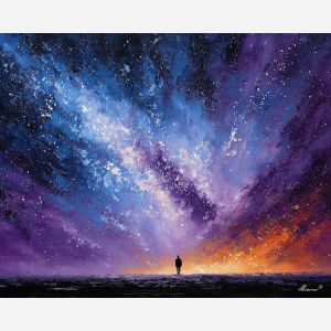 hidden, frame, star wars, palette knife, oil painting, impasto, thick paint, textured surface, expressive art, painterly style, material depth, visual rhythm, contemporary art, hand painted, layered pigment, atmospheric, modern composition