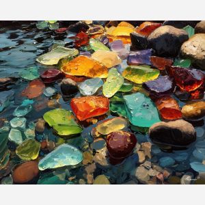 warm, composition, sea glass, palette knife, oil painting, impasto, thick paint, textured surface, expressive art, painterly style, material depth, visual rhythm, contemporary art, hand painted, layered pigment, atmospheric, modern composition