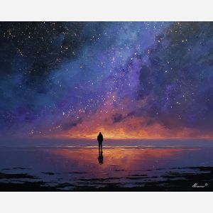 calm, color, star wars, palette knife, oil painting, impasto, thick paint, textured surface, expressive art, painterly style, material depth, visual rhythm, contemporary art, hand painted, layered pigment, atmospheric, modern composition