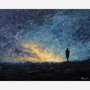 soft, figure, star wars, palette knife, oil painting, impasto, thick paint, textured surface, expressive art, painterly style, material depth, visual rhythm, contemporary art, hand painted, layered pigment, atmospheric, modern composition