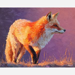 vivid, figure, fox, palette knife, oil painting, impasto, thick paint, textured surface, expressive art, painterly style, material depth, visual rhythm, contemporary art, hand painted, layered pigment, atmospheric, modern composition