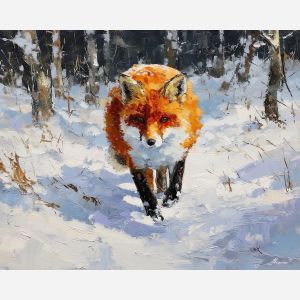 bold, grounded, mood, fox, palette knife, oil painting, impasto, thick paint, textured surface, expressive art, painterly style, material depth, visual rhythm, contemporary art, hand painted, layered pigment, atmospheric, modern composition
