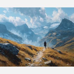 time being,elemental traveler,mountain pass,oil painting