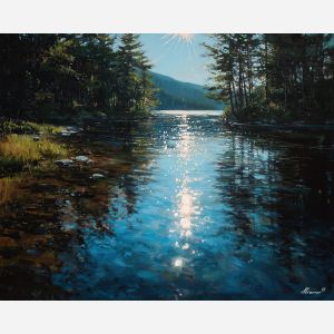 light element,reflective lake,radiant water,oil painting